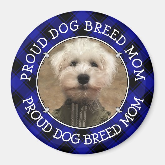 Aangepaste hond Mam Pap Foto Lijst Blauw en Zwart  Magneet (Voorkant)