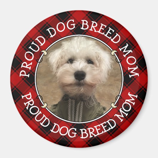 Aangepaste hond Mam Pap Foto Lijst Rood en zwart P Magneet (Voorkant)