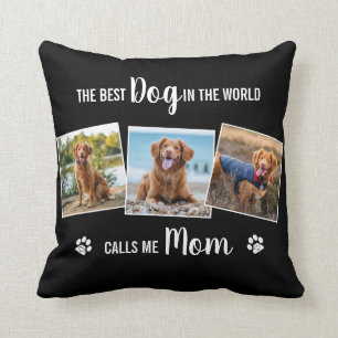 Aangepaste hond mam zwarte foto collage kussen