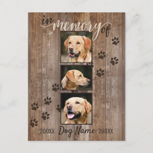 Aangepaste hond Memorial Rustic Wood Kijk uit naar Briefkaart (Voorkant)