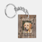 Aangepaste hond Memorial Rustic Wood Kijk uit naar Sleutelhanger (Voorkant Links)