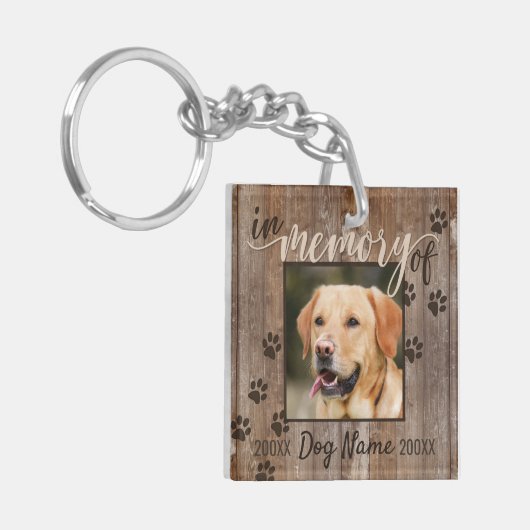 Aangepaste hond Memorial Rustic Wood Kijk uit naar Sleutelhanger (Voorkant Links)