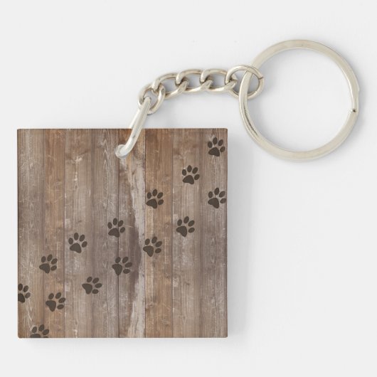 Aangepaste hond Memorial Rustic Wood Kijk uit naar Sleutelhanger (Achterkant)