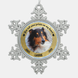 Aangepaste hond Memorial u verfdrukken achterliet Tin Sneeuwvlok Ornament