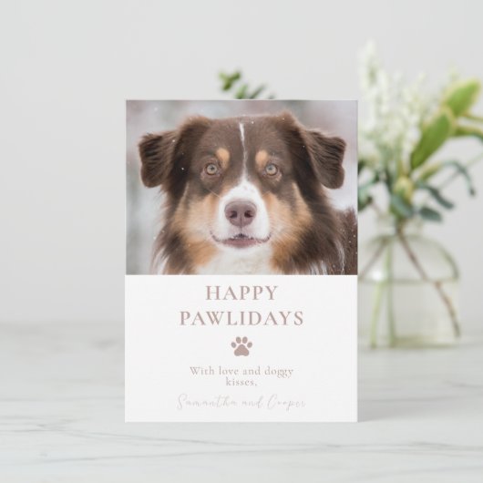 Aangepaste hond met kerstmis feestdagenkaart (Staand voorkant)