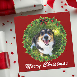 Aangepaste hond met prettige kerstmis feestdagenkaart