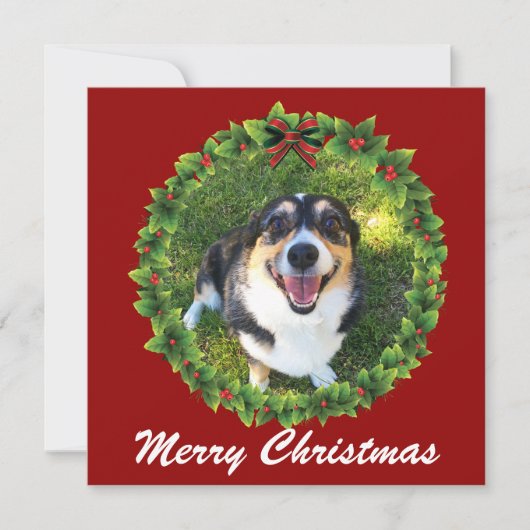 Aangepaste hond met prettige kerstmis feestdagenkaart (Voorkant)