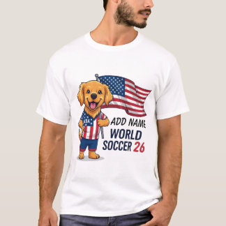 Aangepaste Hond Naam USA Voetbal Fan 26 Golden Ret T-shirt