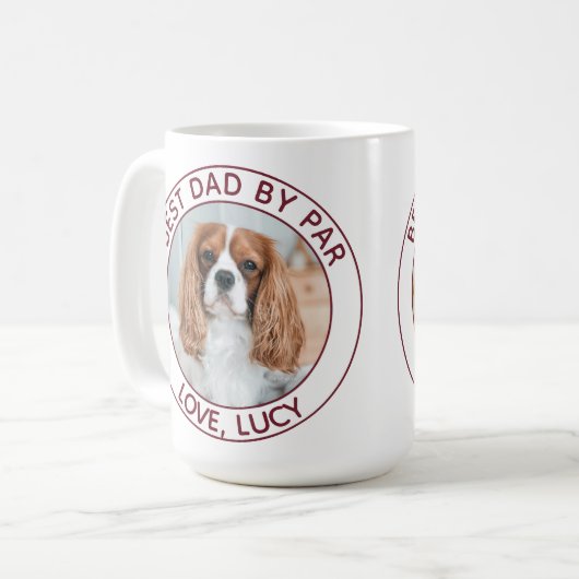 Aangepaste hond papa rood wit foto koffiemok (Voorkant links)
