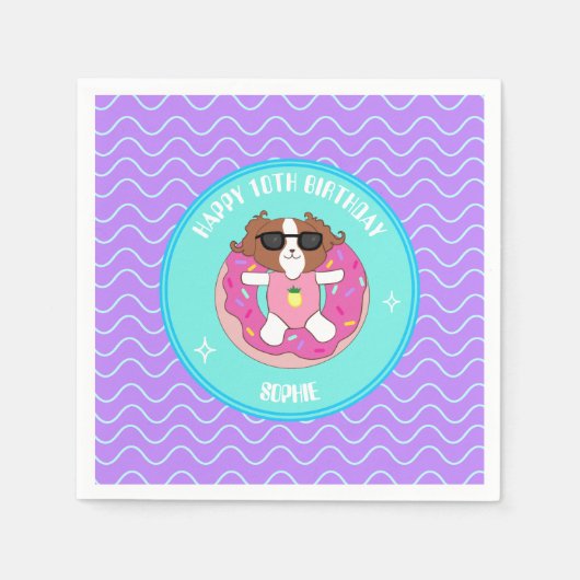 Aangepaste hond Pool Party Napkins Servet (Voorkant)