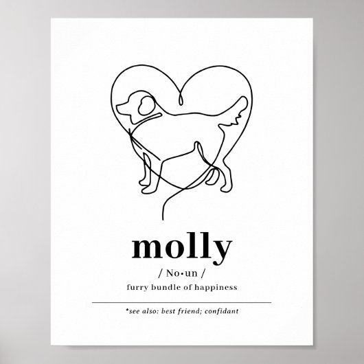 Aangepaste hond Portret Golden Retriever Line Art Poster (Voorkant)