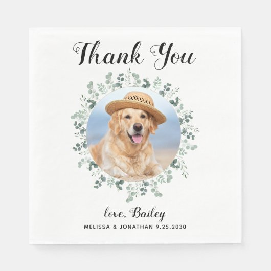Aangepaste Hond Trouwen Dank u Moderne Foto Servet (Voorkant)