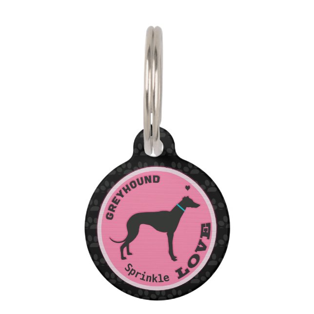 Aangepaste hond van Greyhound Huisdierpenning (Voorkant)