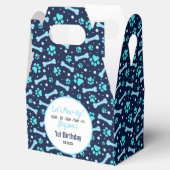 Aangepaste Hond Verjaardag Blauwe Poot Print Puppy Bedankdoosjes (Geopend)