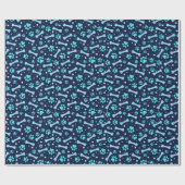 Aangepaste Hond Verjaardag Blauwe Poot Print Puppy Cadeaupapier (Vlak)