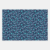 Aangepaste Hond Verjaardag Blauwe Poot Print Puppy Inpakpapier Vel (Voorkant 3)