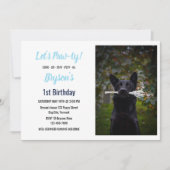 Aangepaste Hond Verjaardag Blauwe Poot Print Puppy Kaart (Voorkant)