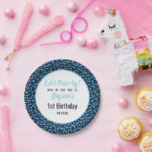 Aangepaste Hond Verjaardag Blauwe Poot Print Puppy Papieren Bordje (Feest)