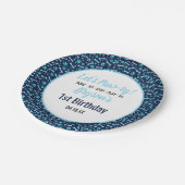 Aangepaste Hond Verjaardag Blauwe Poot Print Puppy Papieren Bordje (Gekanteld)