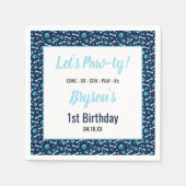 Aangepaste Hond Verjaardag Blauwe Poot Print Puppy Servet (Voorkant)