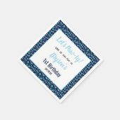 Aangepaste Hond Verjaardag Blauwe Poot Print Puppy Servet (Hoek)