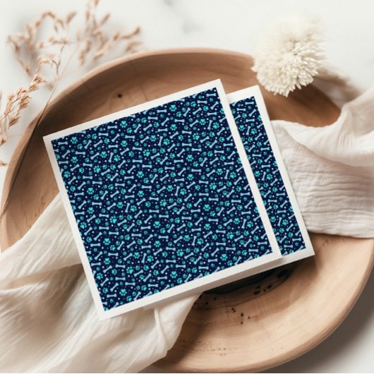 Aangepaste Hond Verjaardag Blauwe Poot Print Puppy Servet