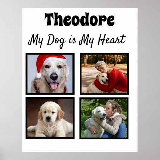 Aangepaste hond vier fotocollage poster (Voorkant)