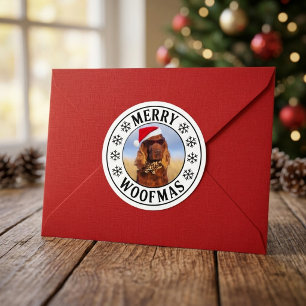 Aangepaste hond vrolijke Woofmas Festive Holiday  Ronde Sticker