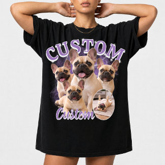 Aangepaste honden-bootleg-fotocollage, vintage die t-shirt