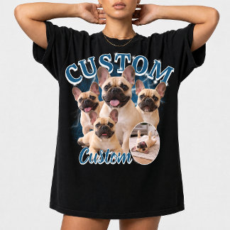Aangepaste honden-bootleg fotocollage, vintage die t-shirt