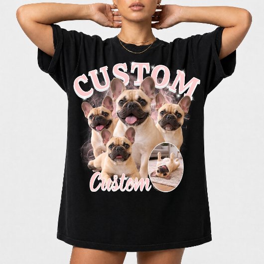 Aangepaste honden-bootlegfotocollage, vintage dier t-shirt
