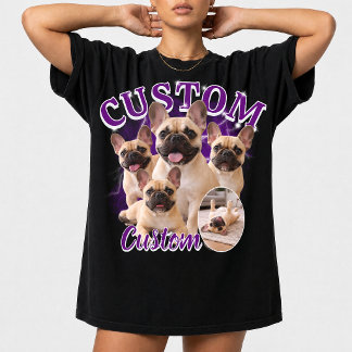 Aangepaste honden-bootlegfotocollage, vintage dier t-shirt