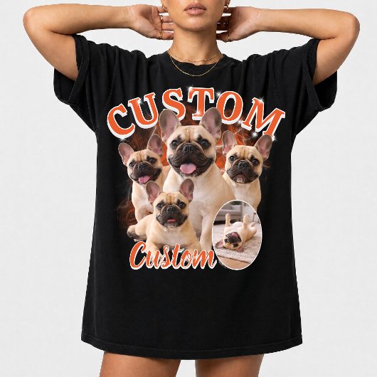 Aangepaste honden-bootlegfotocollage, vintage dier t-shirt