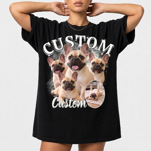 Aangepaste honden-bootlegfotocollage, vintage dier t-shirt