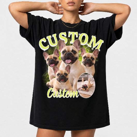 Aangepaste honden-bootlegfotocollage, vintage dier t-shirt