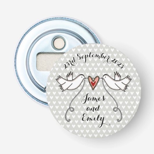 Aangepaste honden bruiloft flesopening voorvechter button flesopener (Voorkant)