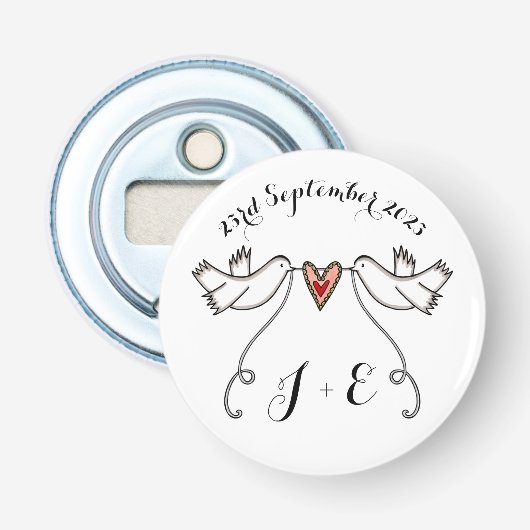 Aangepaste honden bruiloft flesopening voorvechter button flesopener (Voorkant)