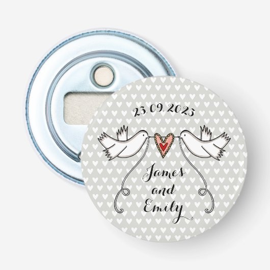 Aangepaste honden bruiloft flesopening voorvechter button flesopener (Voorkant)