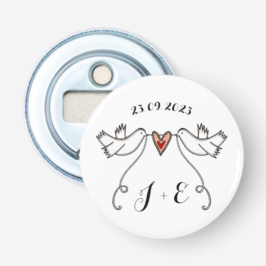 Aangepaste honden bruiloft flesopening voorvechter button flesopener (Voorkant)