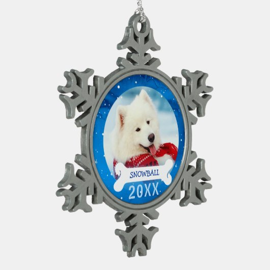 Aangepaste honden | Kerstfeest met foto's Tin Sneeuwvlok Ornament (Links)