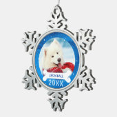 Aangepaste honden | Kerstfeest met foto's Tin Sneeuwvlok Ornament (Rechts)