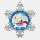 Aangepaste honden | Kerstfeest met foto's Tin Sneeuwvlok Ornament (Voorkant)
