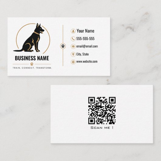 Aangepaste honden trainer visitekaartje met QR-cod (Voorkant / Achterkant)