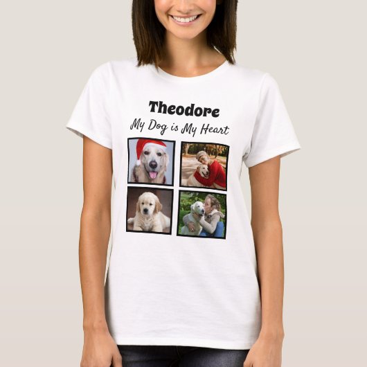 Aangepaste hondencollage met vier foto's T-Shirt (Voorkant)
