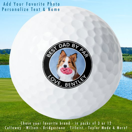 Aangepaste hondenfoto Best Dad by Par Budget Golfballen