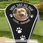 Aangepaste hondenfoto BESTE PAPA DOOR PAR Pawprint Golfheadcover<br><div class="desc">Creëer een gepersonaliseerde hoes van de golfclub voor de speciale golfer dog dad met de voorgestelde voorbeeldtitel BEST DAD BY PAR of uw aangepaste tekst geaccentueerd met hondenpawprints, allemaal in uw keuze van kleuren en achtergrondkleur (weergegeven in wit en zwart). Alle tekst kan naar wens worden gewijzigd. Memorabele foto cadeau...</div>