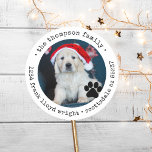 Aangepaste Hondenfoto Christmas Kaart Retouradres Ronde Sticker<br><div class="desc">Voeg een persoonlijk tintje toe aan uw vakantiekaarten met de Custom Dog Photo Christmas Kaart Return Address Classic Round Sticker. Ontworpen voor dierenliefhebbers, deze hondenretouradreslabels zijn voorzien van uw favoriete hondenfoto, gecombineerd met een schattig hondenpootdetail, waardoor een schattige en unieke manier ontstaat om uw enveloppen te verzegelen. Of het nu...</div>