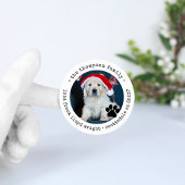 Aangepaste Hondenfoto Christmas Kaart Retouradres Ronde Sticker