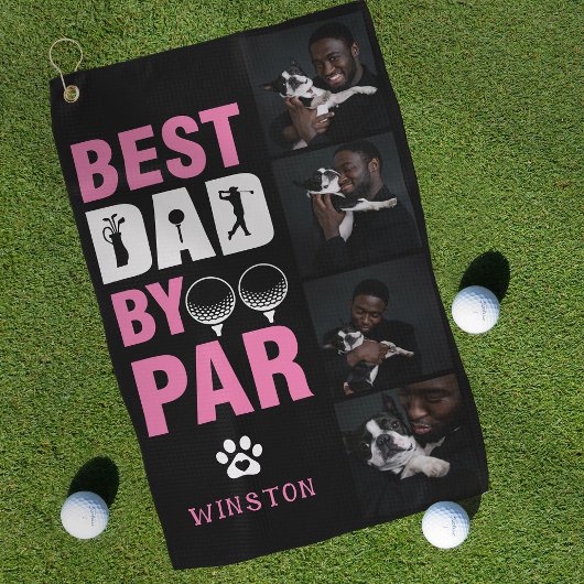 Aangepaste hondenfoto collage Beste Papa Par Golfhanddoek