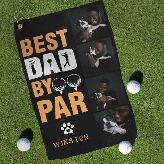 Aangepaste hondenfoto collage Beste Papa Par Golfhanddoek